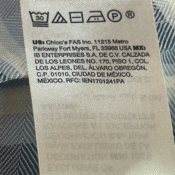 Chicos bohemian blue & white stripped embroidered peasant top bell sleeves 4/6 - Picture 9 of 11